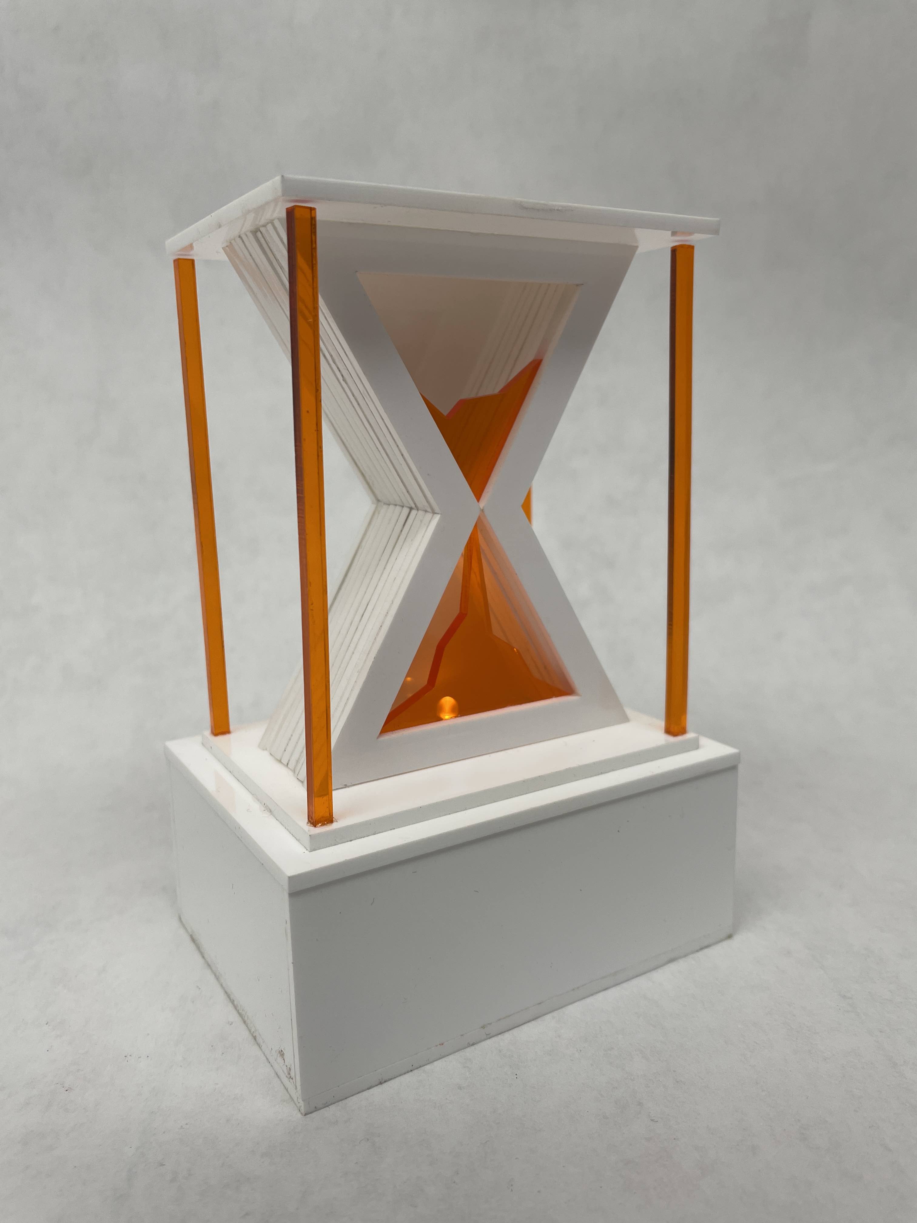 an image with an angled view of the hourglass